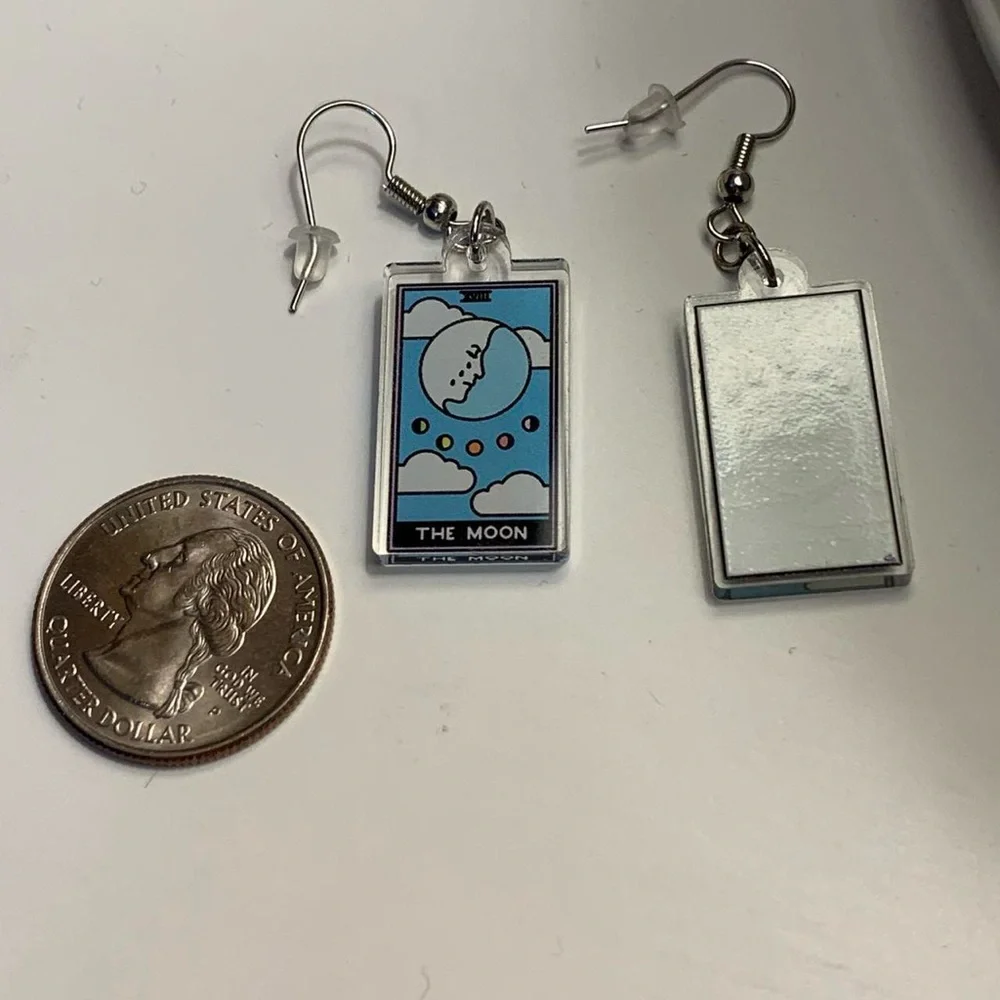 Hand made tarot card dangly earrings  Brand new, never worn